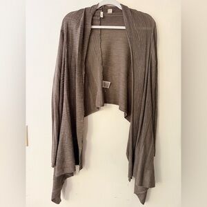 Anthropologie Moth Taupe Open Front Waterfall Cardigan Lightweight Flowy, size M